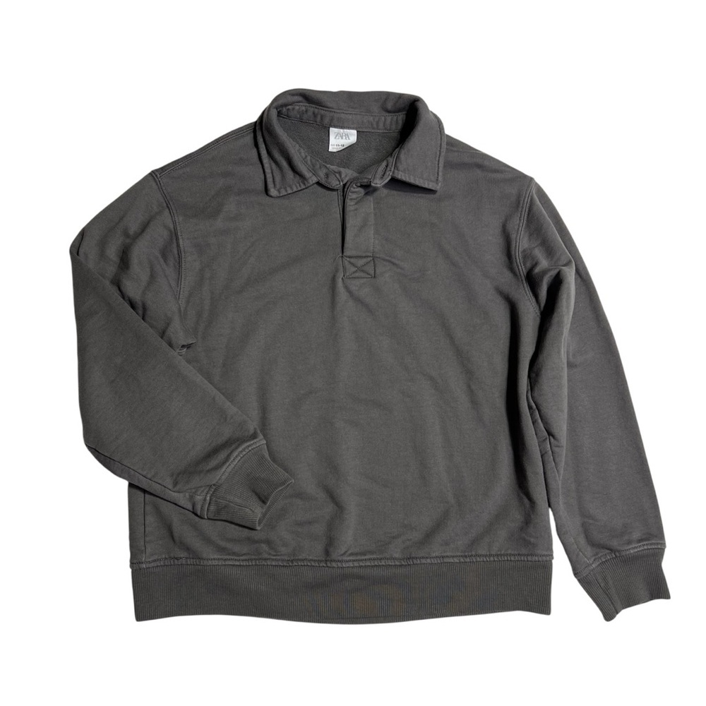 Zara Kids Dark Gray quarter‎ button up Sweatshirt